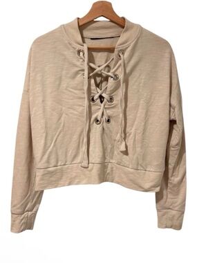 Unbranded Lace-Up Cropped Sweatshirt